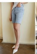 THỜI TRANG HÀN QUỐC - Slim Fit Raw Hem Denim Shorts