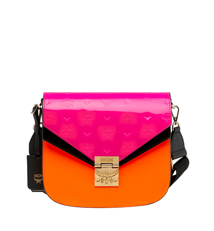 TÚI MCM Small - Patricia Shoulder Bag in Monogram Patent Leather - Neon Pink