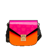 TÚI MCM Small - Patricia Shoulder Bag in Monogram Patent Leather - Neon Pink