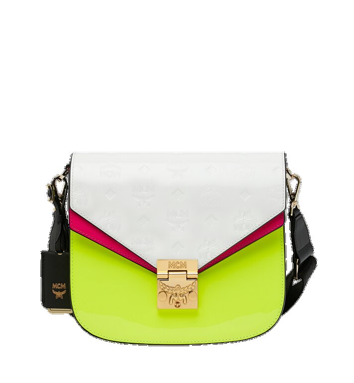 TÚI MCM Small - Patricia Shoulder Bag in Monogram Patent Leather - White Lime