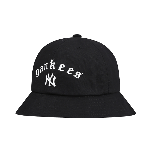 NÓN MLB NEW YORK YANKEES STREET GOTHIC WORDING SOLID DOME HAT - BLACK