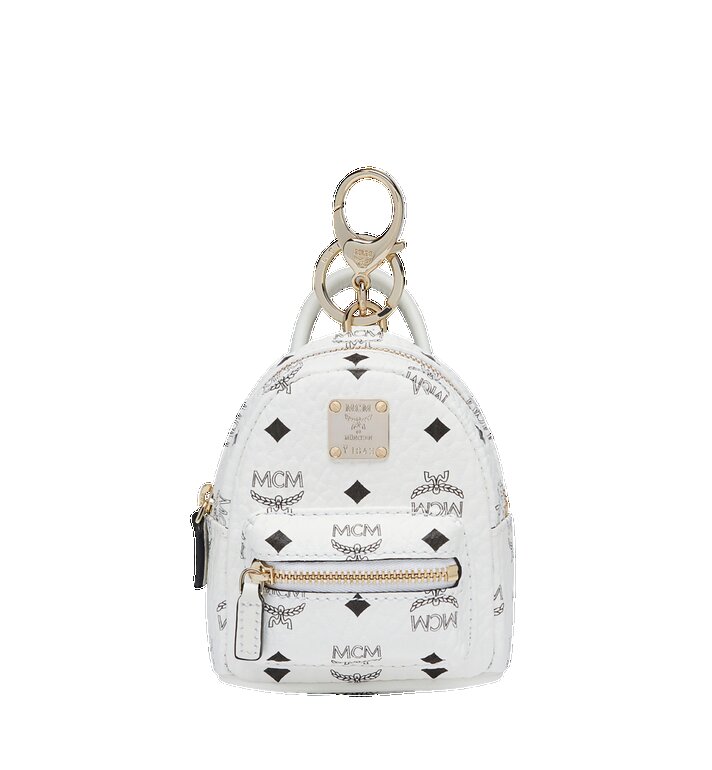 MCM BACKPACK CHARM IN VISETOS - WHITE