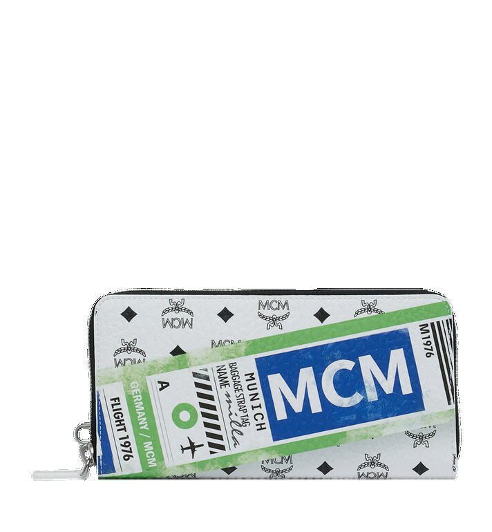Túi MCM Large - Wristlet Zip Wallet in Flight Print Visetos - White