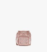 MCM MINI ESSENTIAL DRAWSTRING IN CRYSTAL QUILTED LEATHER - CHAMPAGNE GOLD MONOGRAM LEATHER