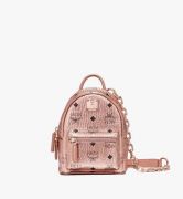 MCM ESSENTIAL MINI CROSSBODY BACKPACK IN VISETOS - CHAMPAGNE GOLD