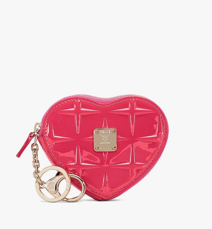 TÚI MCM HEART COIN POUCH CHARM IN DIAMOND PATENT LEATHER - Teaberry