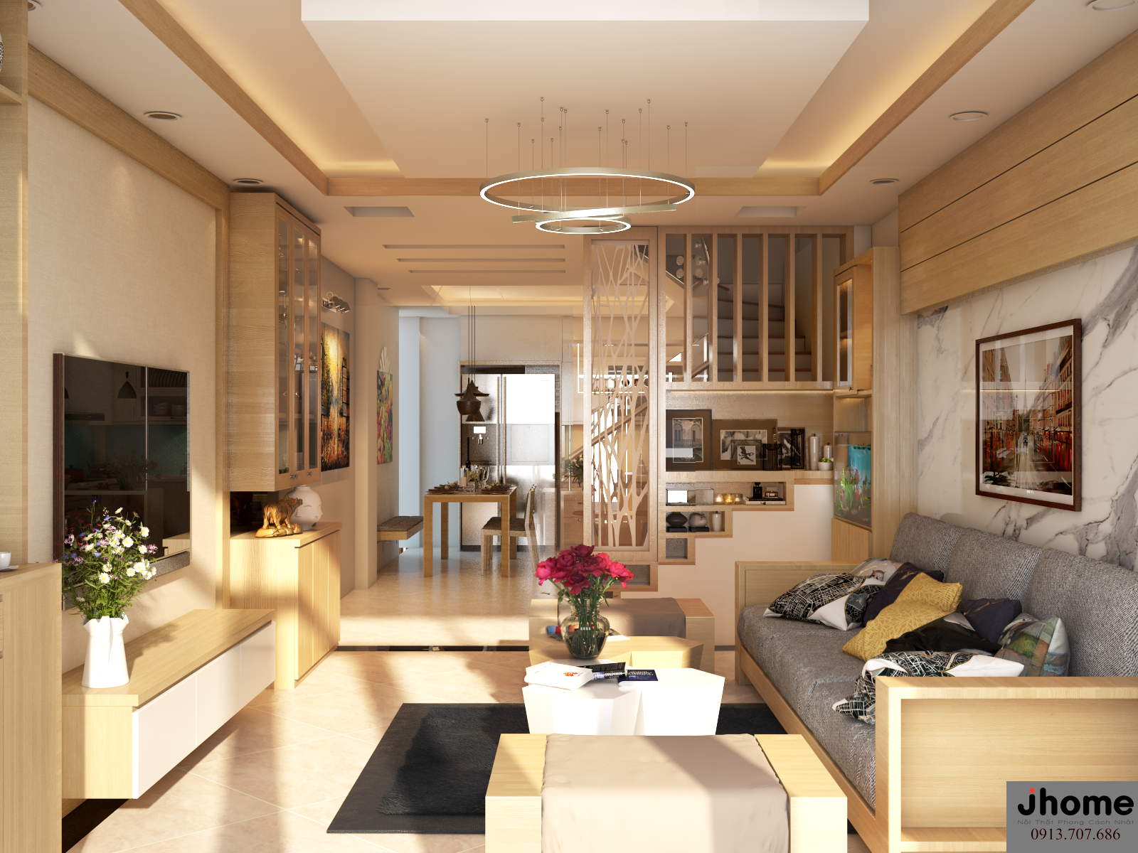 Thiết kế nội thất phòng khách đẹp tại Hà Nội sẽ đem lại cho bạn cảm giác thư giãn và gần gũi. Với sự pha trộn hoàn hảo giữa những gam màu ấm áp và thiết kế thông minh, không gian phòng khách sẽ trở thành một nơi lý tưởng để tận hưởng cuộc sống với gia đình và bạn bè.