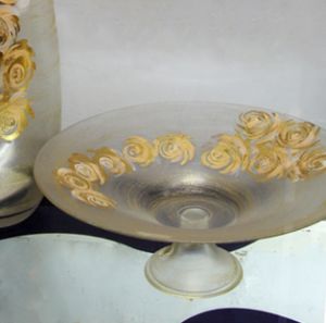 Bát hoa vẽ tay nghệ thuật Gipar, H15xD40cm