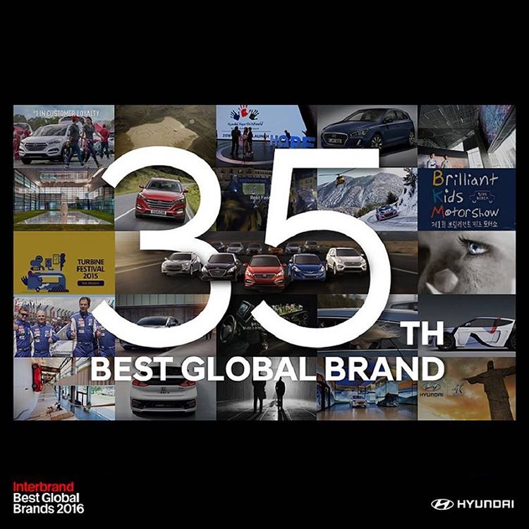Hyundai xếp hạng thương hiệu lớn thứ 35 trên thế giới