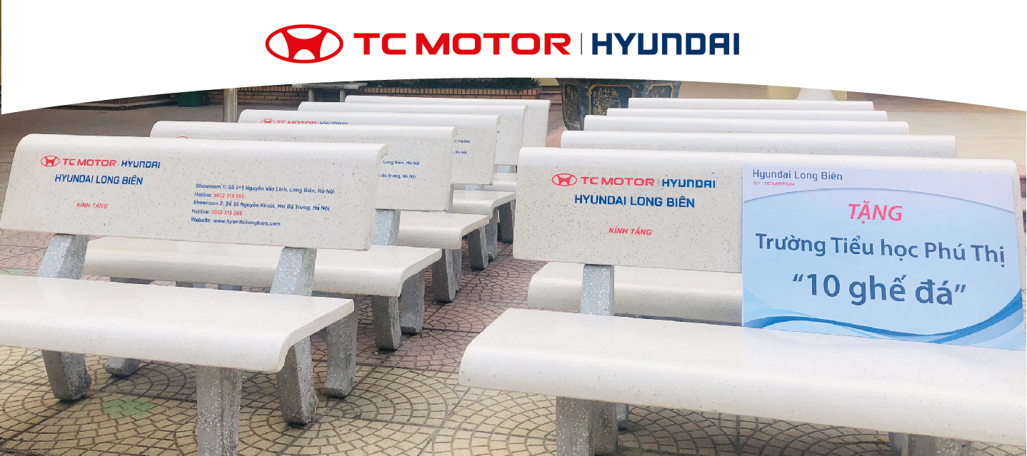 Hyundai Long Biên tặng trường tiểu học Phú Thị 10 chiếc ghế đá