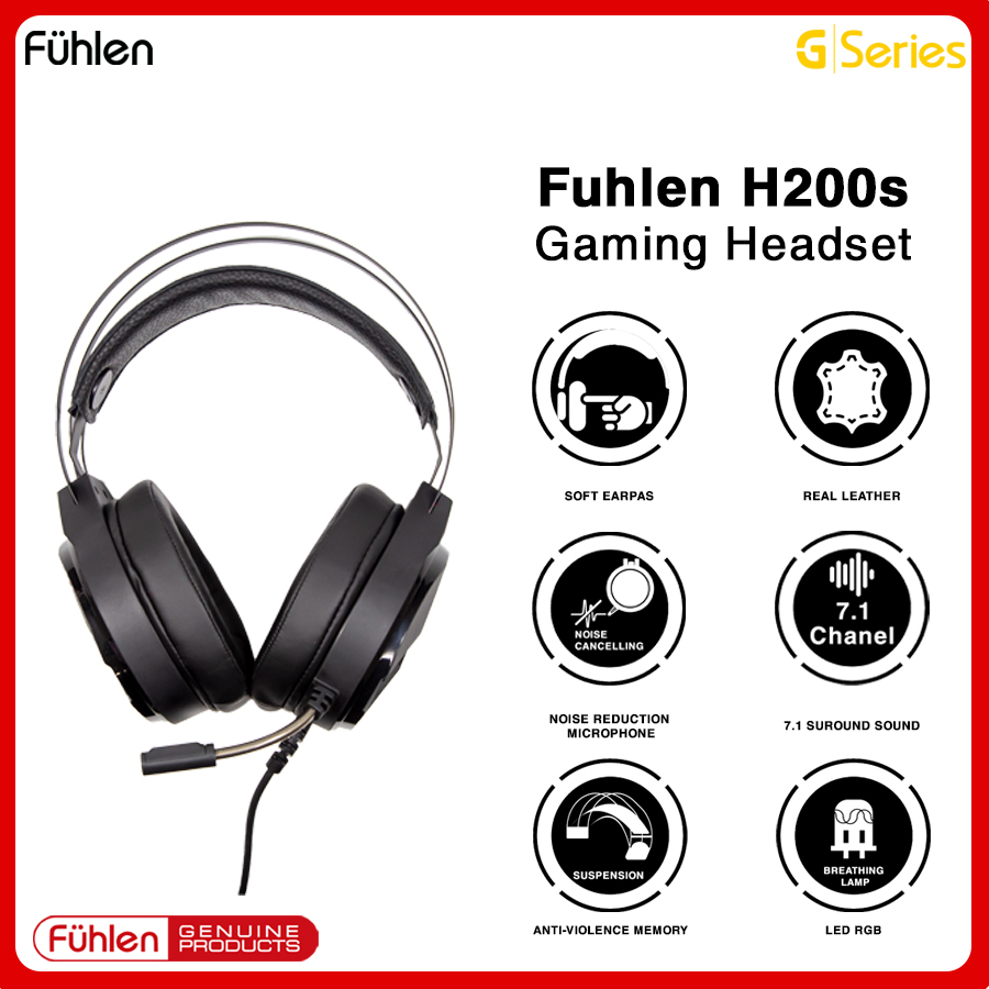Tai nghe Gaming Fuhlen H200s giả lập 7.1, Mic nhạy lọc tạp âm, kết nối USB 2.2m - Hàng chính hãng