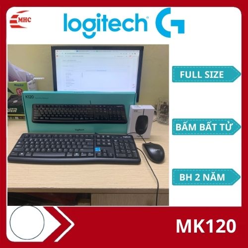 Bộ phím chuột máy tính có dây Logitech MK120 - Hàng nhập khẩu( Bảo hành 2 năm)