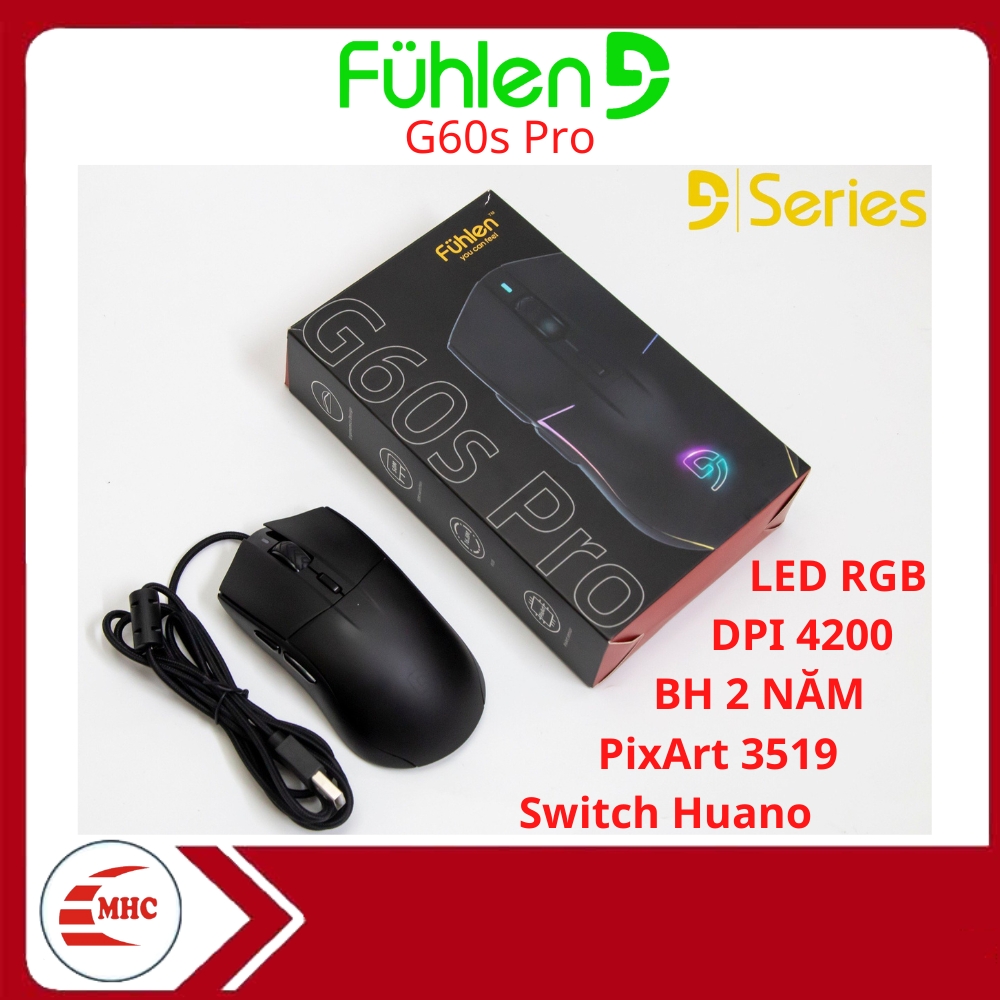 Chuột gaming Fuhlen G60s Pro RGB, DPI 4200, App chỉnh Macro, cảm biến quang PixArt 3519- BH 2 năm