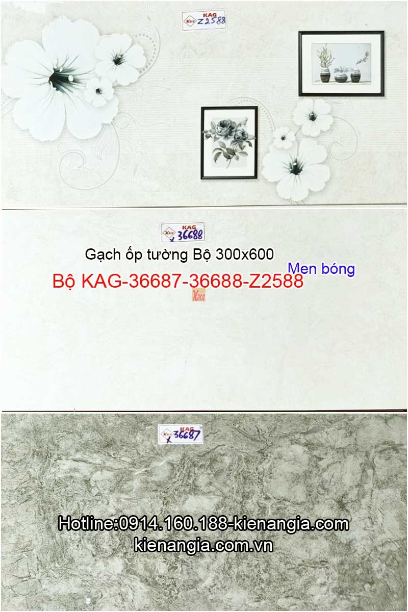 Gạch ốp tường 30x60 Bộ KAG-36687-36688-Z2588