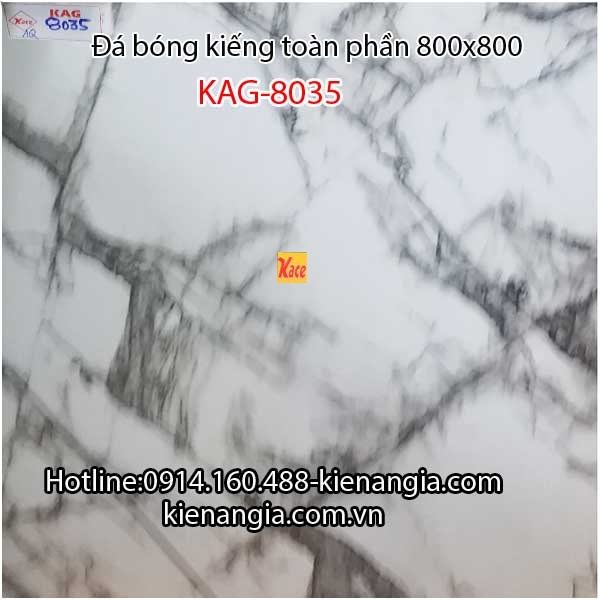 Đá bóng kiếng trắng vân đen 800x800 KAG-8035