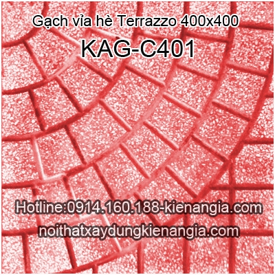 Gạch vỉa hè Terrazzo màu đỏ 400x400 KAG-C401