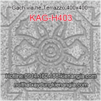 Gạch vỉa hè Terrazzo hoa thị màu xám 400x400 KAG-H403