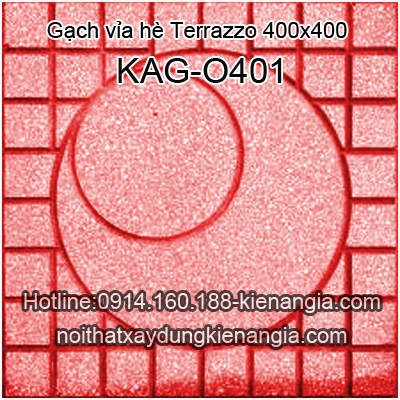 Gạch vỉa hè Terrazzo mặt trăng màu đỏ 400x400 KAG-O401