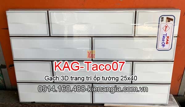 Gạch 3D trang trí ốp tường 25x40 KAG-Taco07