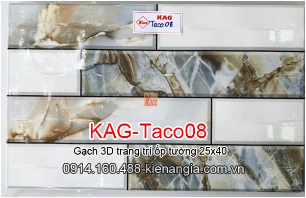 Gạch 3D trang trí ốp tường 25x40 KAG-Taco08