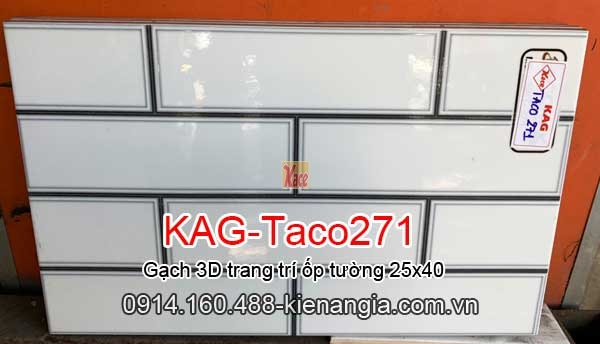 Gạch 3D trang trí ốp tường 25x40 KAG-Taco271