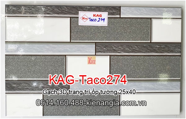 Gạch 3D trang trí ốp tường 25x40 KAG-Taco274