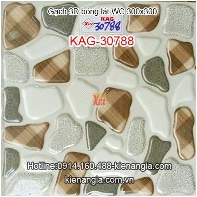 Gạch 3D bóng không trơn lát sàn phòng tắm 300x300 KAG-30788