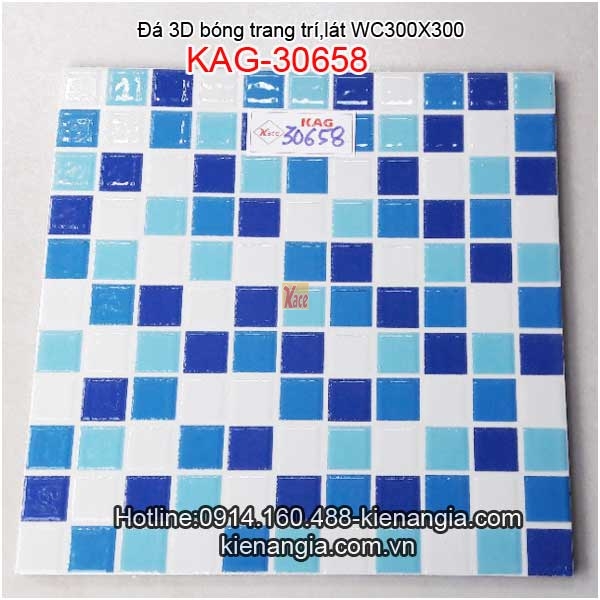Đá mosaic 3D bóng 300x300 lát WC,trang trí KAG-30658