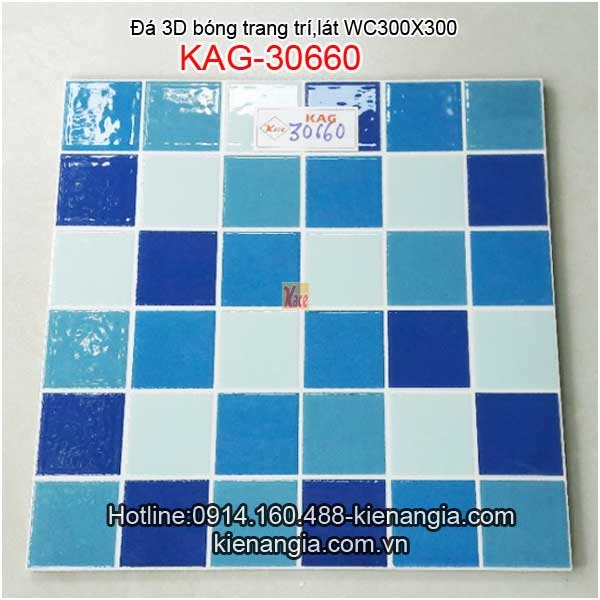 Đá mosaic 3D bóng 300x300 lát WC,trang trí KAG-30660