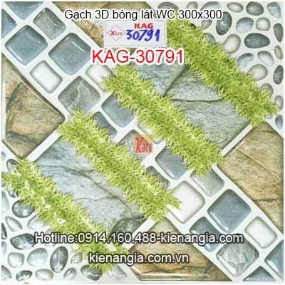 Gạch 3D bóng không trơn lát sàn phòng tắm 300x300 KAG-30791