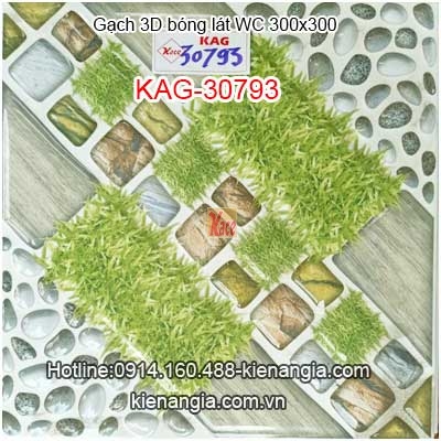 Gạch 3D bóng không trơn lát sàn phòng tắm 300x300 KAG-30793