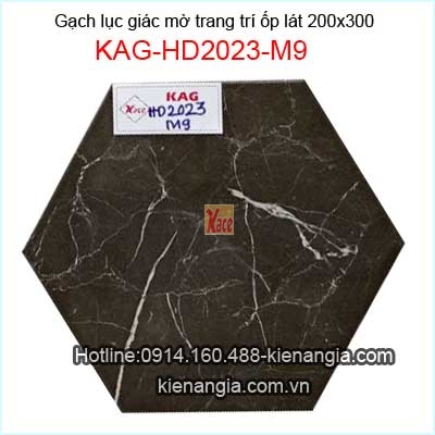 Gạch lục giác màu đen vân  trang trí KAG-HD2023-M9