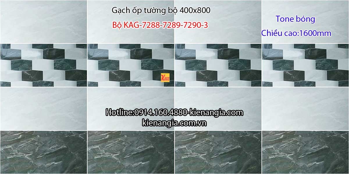 Gạch vân đá ốp tường 400x800 Bộ KAG-7288-7289-7290-3