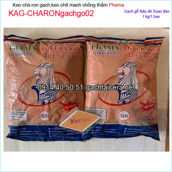 Keo chà ron gạch gỗ màu nâu đỏ xoan đào  Phama KAG-CHARONgachgo02