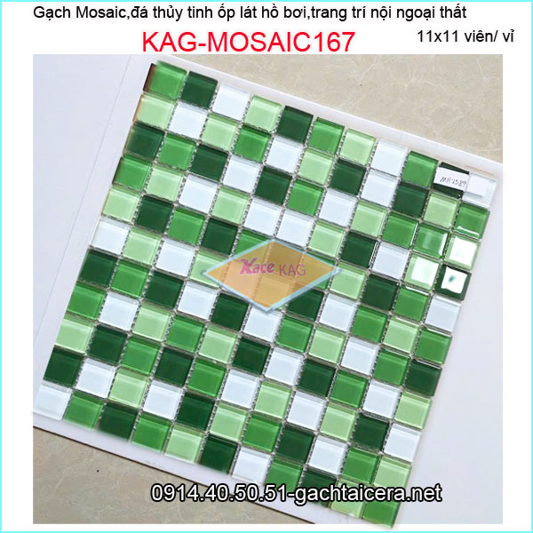 Gạch mosaic hồ bơi,đá thủy tinh trang trí đa màu KAG-MOSAIC167