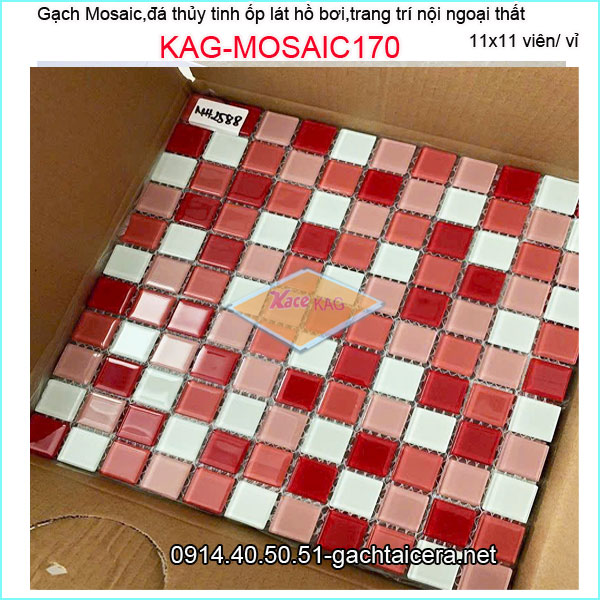 Gạch mosaic hồ bơi,đá thủy tinh trang trí đa màu KAG-MOSAIC170