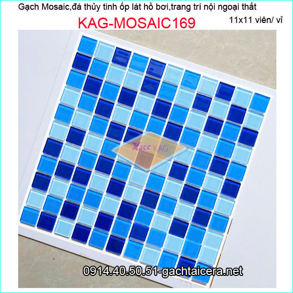 Gạch mosaic hồ bơi,đá thủy tinh trang trí đa màu KAG-MOSAIC169