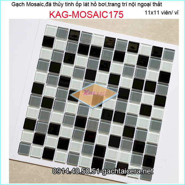 Gạch mosaic hồ bơi,đá thủy tinh trang trí đa màu KAG-MOSAIC175