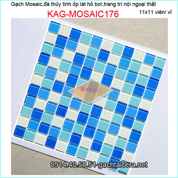 Gạch mosaic hồ bơi,đá thủy tinh trang trí đa màu KAG-MOSAIC176