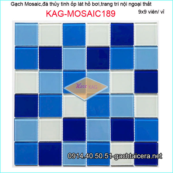 Gạch mosaic hồ bơi,đá thủy tinh trang trí đa màu KAG-MOSAIC189