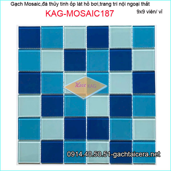 Gạch mosaic hồ bơi,đá thủy tinh trang trí đa màu KAG-MOSAIC187