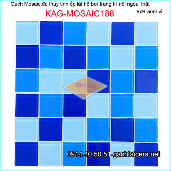 Gạch mosaic hồ bơi,đá thủy tinh trang trí đa màu KAG-MOSAIC188