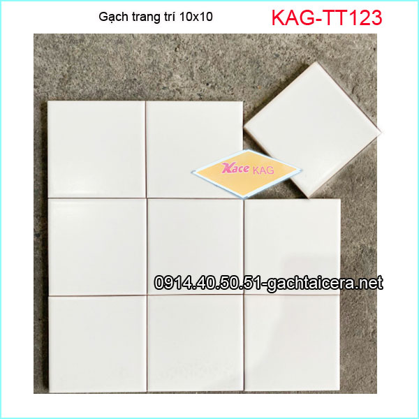 Gạch thẻ trang trí 10x10 màu trắng KAG-GTT123