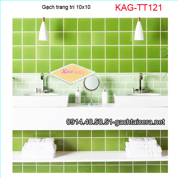 Gạch thẻ trang trí 10x10 màu xanh cốm KAG-GTT121