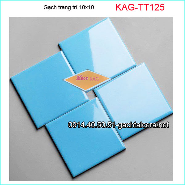 Gạch thẻ trang trí 10x10 màu xanh dương nhạt KAG-GTT125