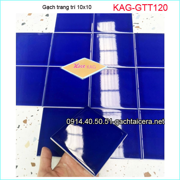 Gạch thẻ trang trí 10x10 màu xanh đậm KAG-GTT120