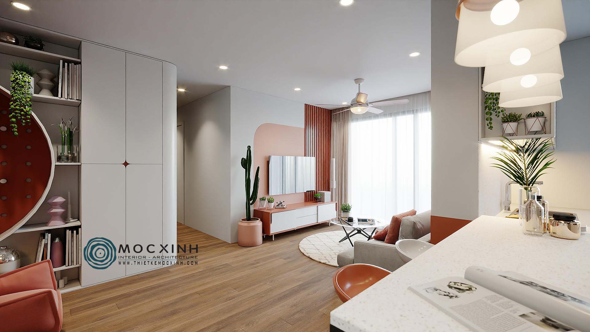 Mẫu thiết kế nội thất phòng khách căn hộ Six Element
