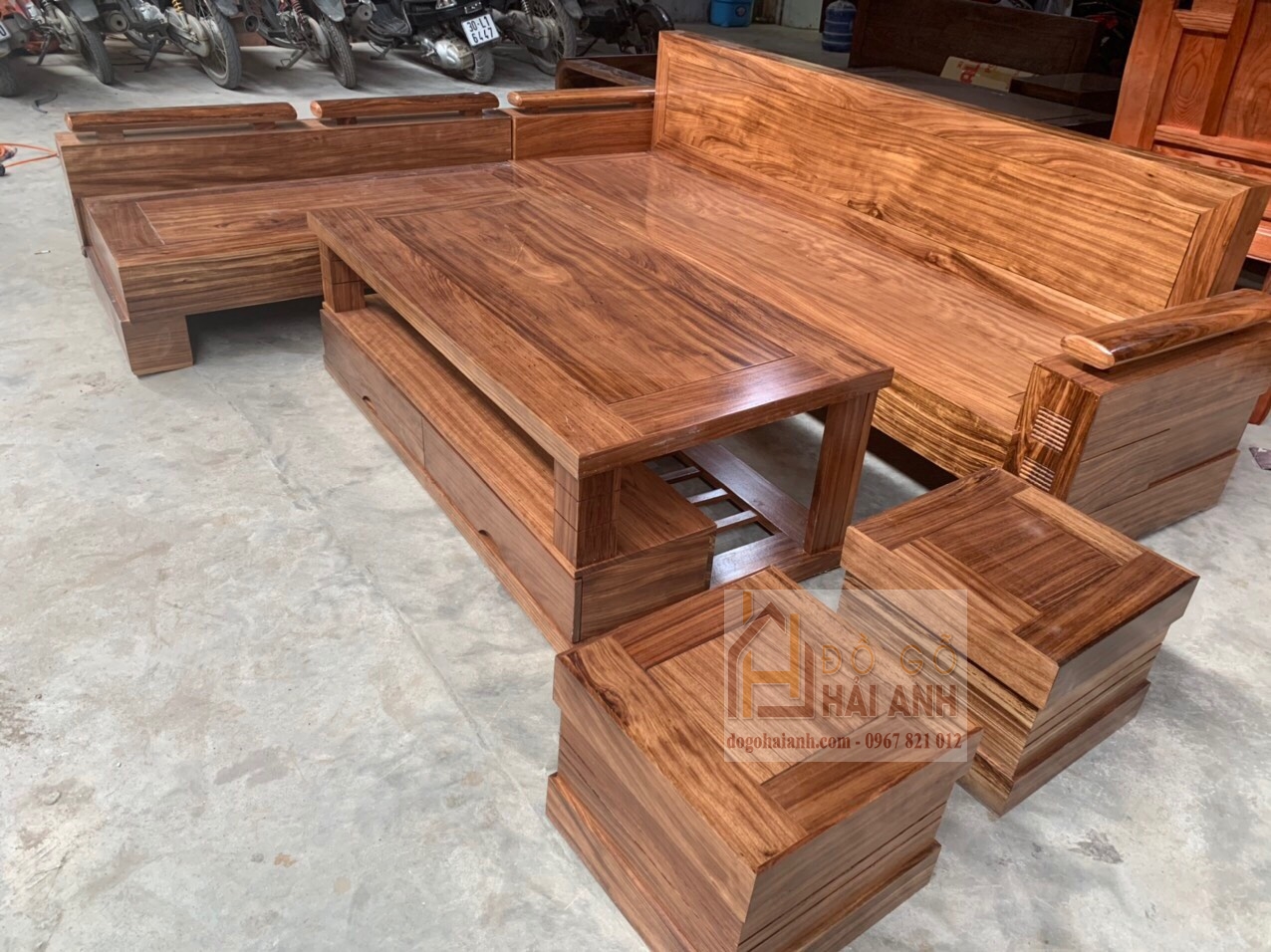 bàn ghế Sofa gỗ hương xám