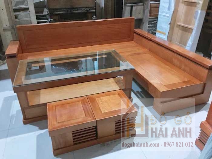 Sofa góc gỗ đinh hương GDH02