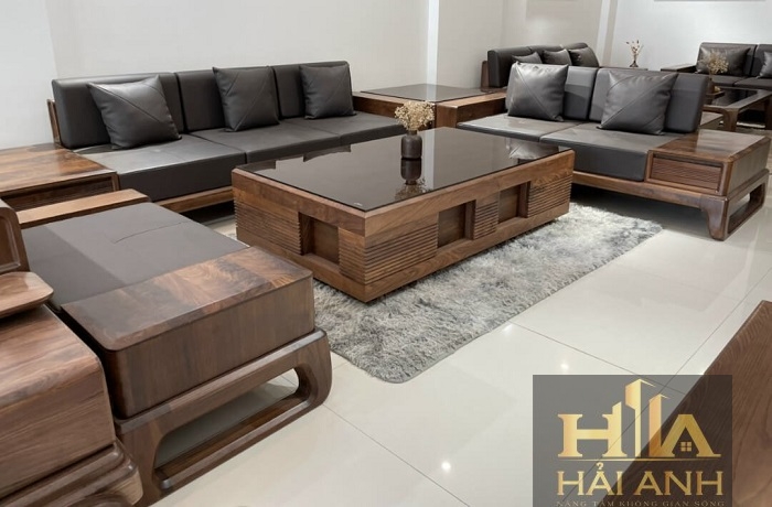 Sofa gỗ óc chó nhập khẩu cao cấp HAO-06